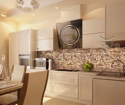 Wallpaper for beige kitchen in the interior