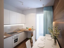 Design of a rectangular kitchen 12 meters with a balcony