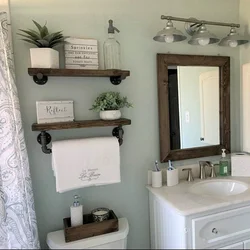 Дизайн зеркала и полки для ванны