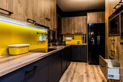 Color combinations in the kitchen interior with gray and black