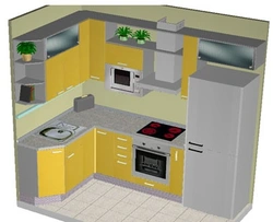 Corner kitchen design on the right side