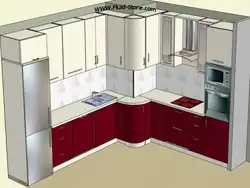 Дызайн кухні кутняя з правага боку