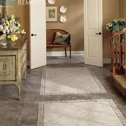 Porcelain stoneware floors in the kitchen and hallway photo