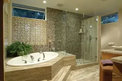 Дизайн ванны с угловой ванной и душевой