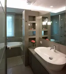 Дызайн ваннай з перагародкай туалет