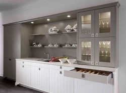 Kitchen cabinets with glass photo