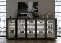 Kitchen cabinets with glass photo