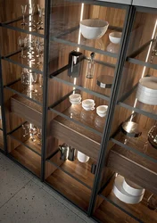 Шкафы для посуды на кухню со стеклом фото