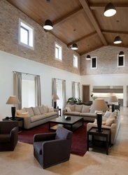 Living room in the house photo high ceilings