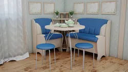 Кухонный уголок со столом и стульями для маленькой кухни фото