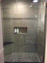 Shower tray made of tiles in the bathroom photo