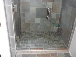 Shower tray made of tiles in the bathroom photo