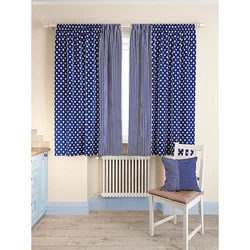 Blue curtains for kitchen design