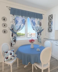 Blue curtains for kitchen design