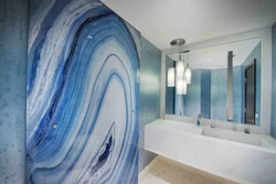 Ванна бөлмесінің дизайны көк фарфор плиткалары