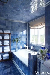 Bathroom design blue porcelain tiles