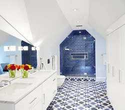 Bathroom Design Blue Porcelain Tiles