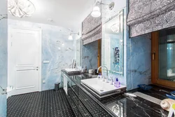 Bathroom design blue porcelain tiles