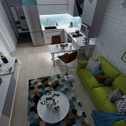 Apartment design 32 sq m with kitchen