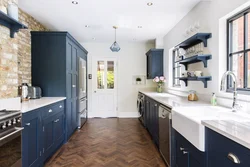 Синий пол кухни фото