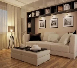 Дизайн гостиной с большим диваном