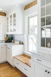 Wide window sill in the kitchen photo