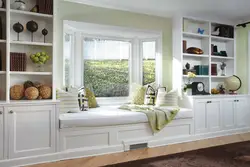 Wide window sill in the kitchen photo