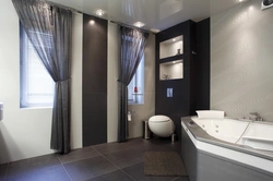 Bathroom design with dark door