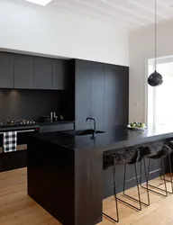 Kitchen interior with black table photo