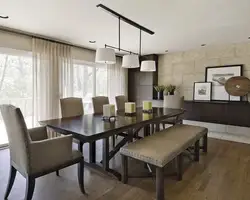 Dining table in the interior of the kitchen living room