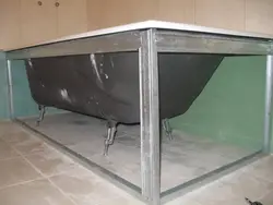 Bathtub with frame and screen photo