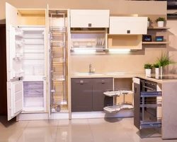 Corner kitchen filling cabinets photo