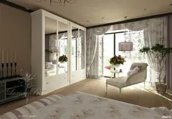 Bedroom design with balcony door and window