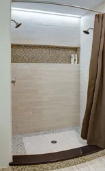 Душ Кабинасы Жоқ Ванна Бөлмесінің Дизайны Пердемен Фотосурет