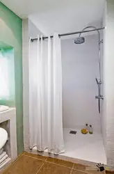 Bathroom with shower without cabin design photo with curtain