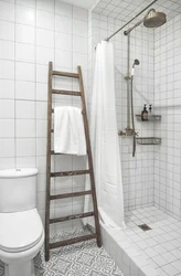 Bathroom With Shower Without Cabin Design Photo With Curtain