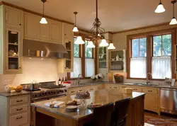 Kitchen Interior With Three Windows