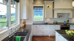 Kitchen interior with three windows