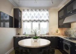 Kitchen interior with three windows