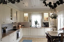 Kitchen interior with three windows