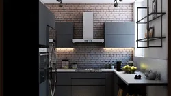 Kitchen design gray brick