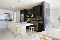 Kitchen design gray brick