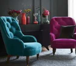 One armchair in the living room interior