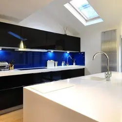 Photo Of Kitchen With Black Glass