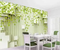 Kitchen design wallpaper leaves