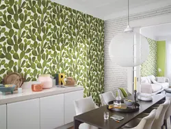 Kitchen design wallpaper leaves