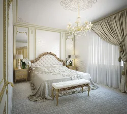 Bedroom White With Gold Interior Photo