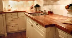 Kitchen countertop in the kitchen interior photo