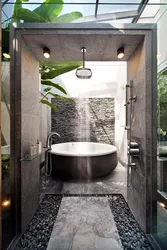 Ваннаның дизайны тропикалық душ