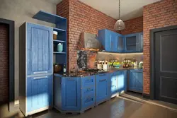 Интерьер кухни сине коричневого цвета